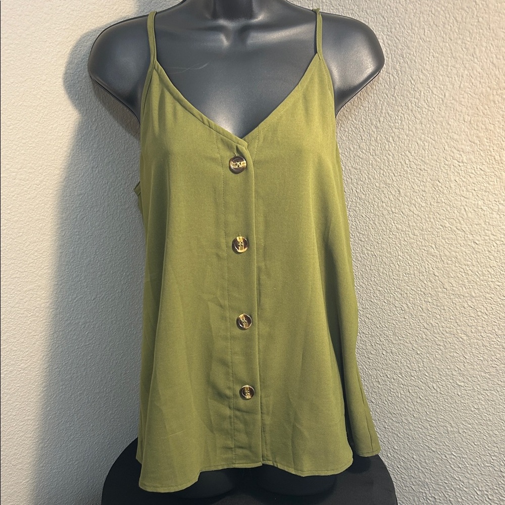 Olive Green Button-Down Camisole Top